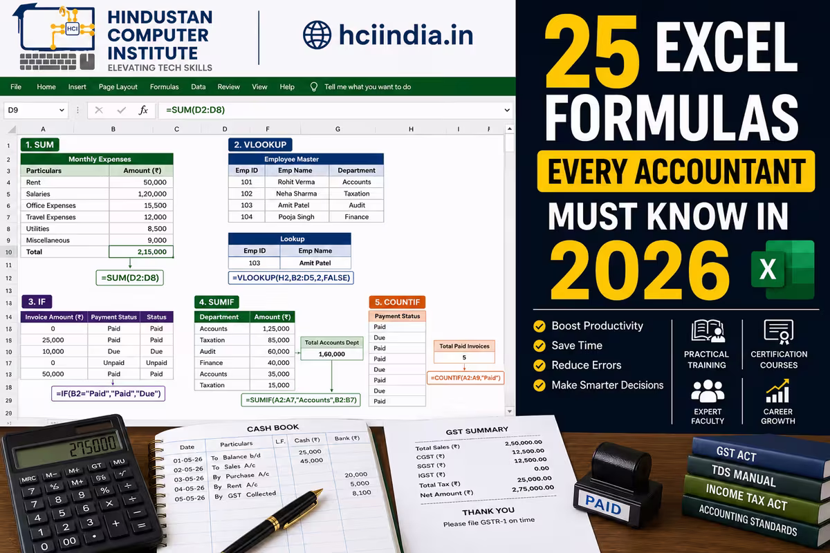 Top 25 MS Excel Formulas Every Accountant Must Know (2026)