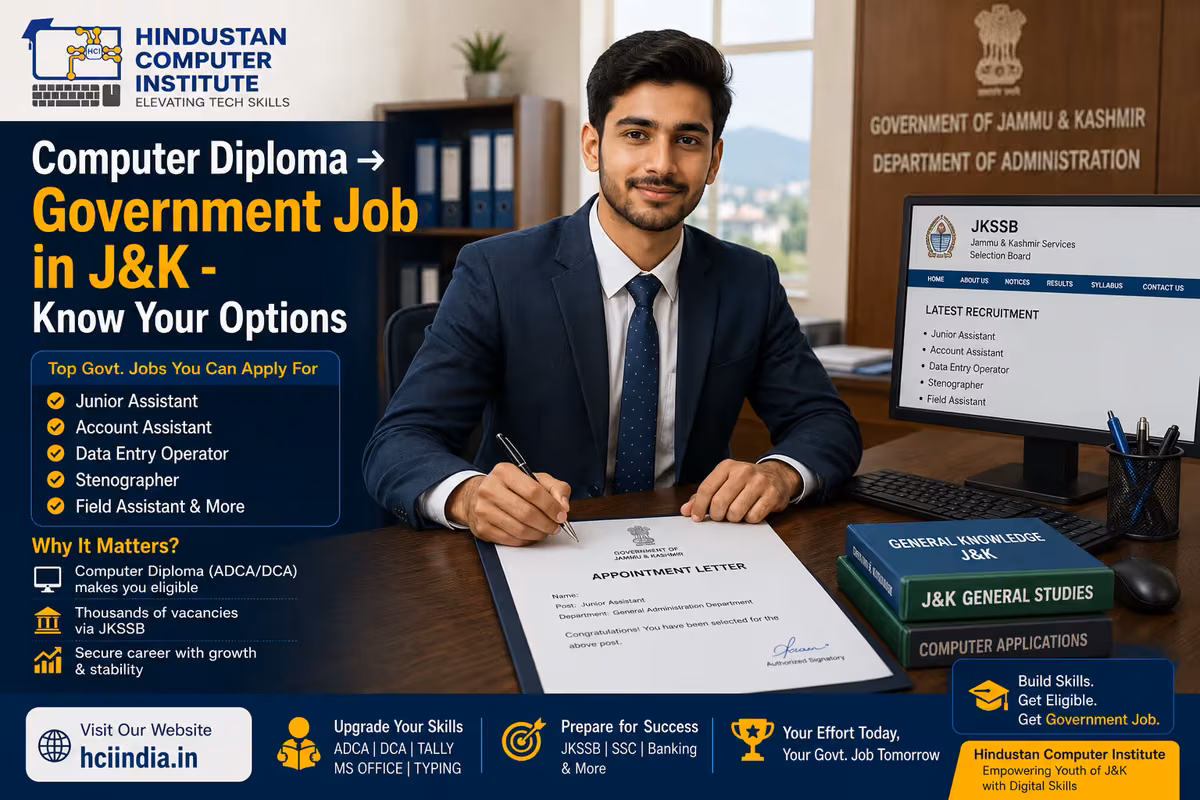 Govt Jobs in Jammu Kashmir Requiring Computer Diploma (2026)