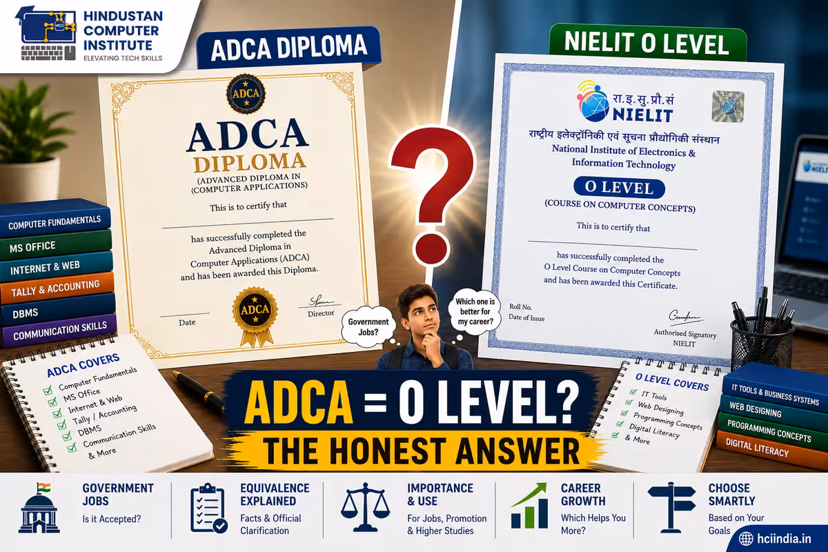 Is ADCA Equivalent to O Level? NIELIT Equivalence for Govt Jobs